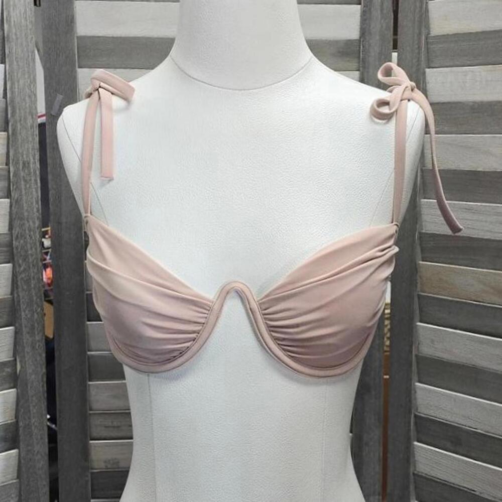 Shoulder Tie Shirred Underwire Bikini Top | Shade & Shore | 34DD
